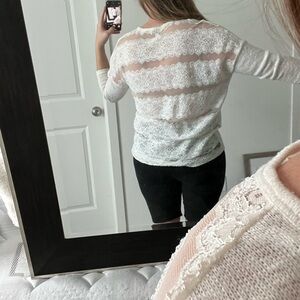 Charming Charlie Cream Lace Back Blouse